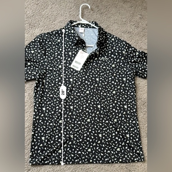 NWT JDX Men’s Nature Pattern Polo Golf Collared Shirt | Men’s Small Black - Picture 6 of 6